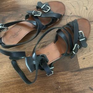 Madewell black leather strap sandal